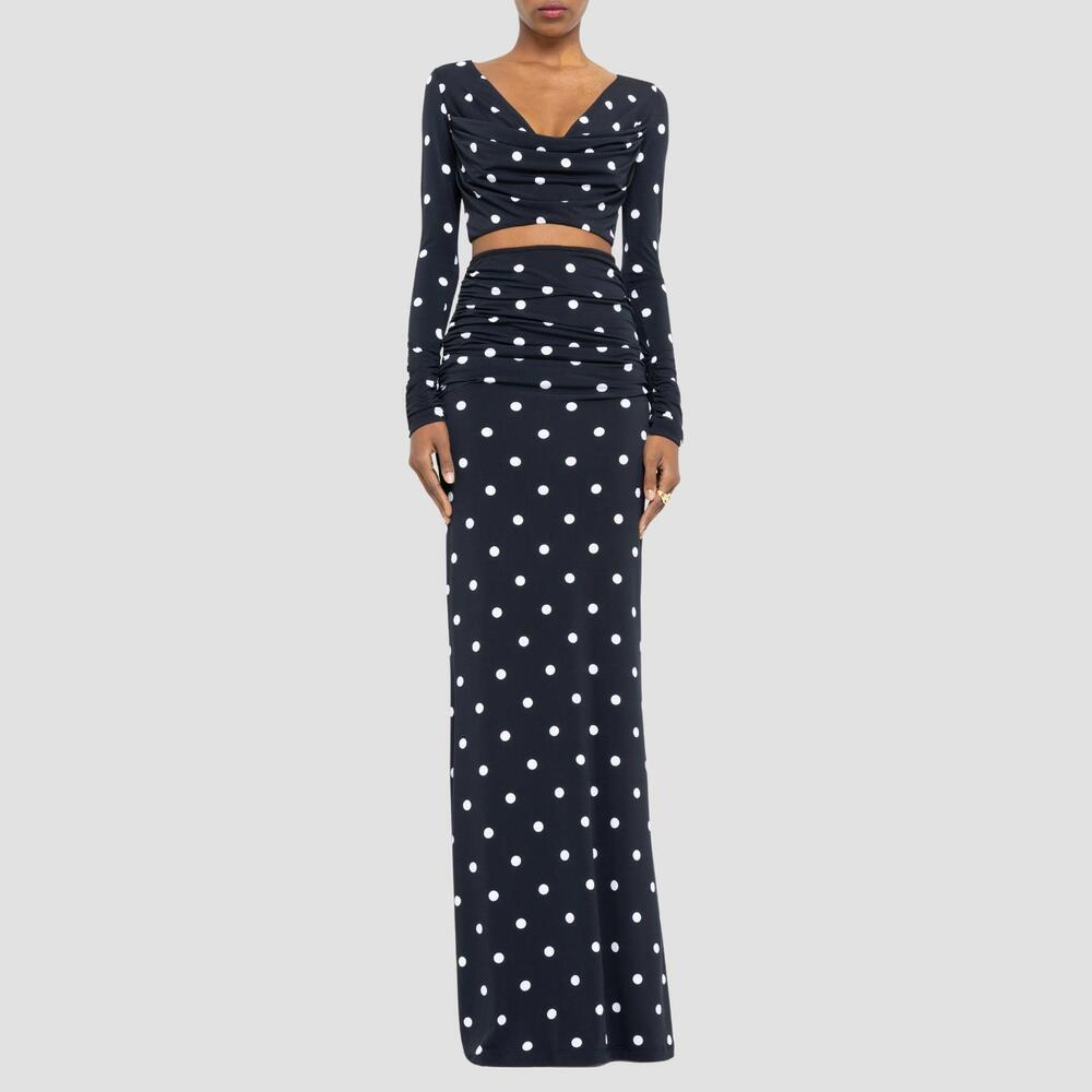 Black Halo Navy and White Polka Dot Skirt Set